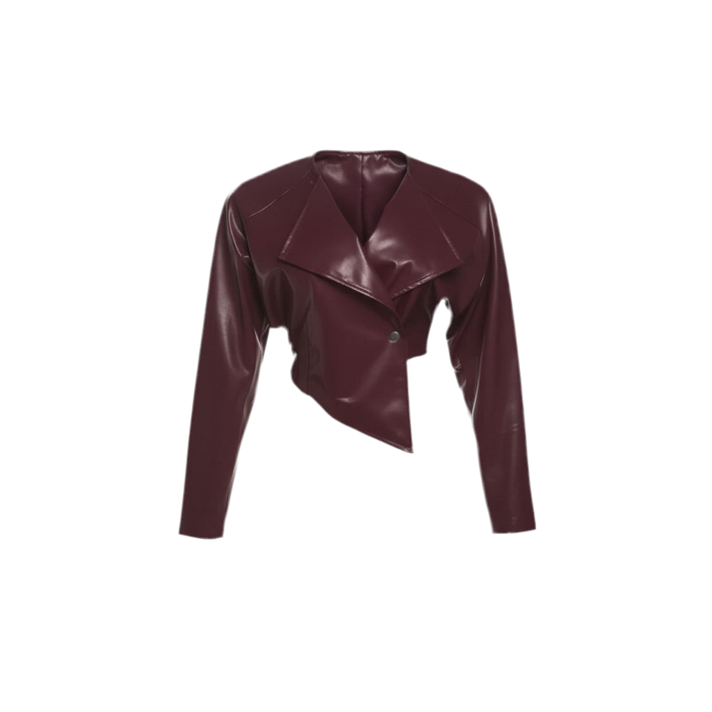 Leather Asymmetrical Cropped Jacket