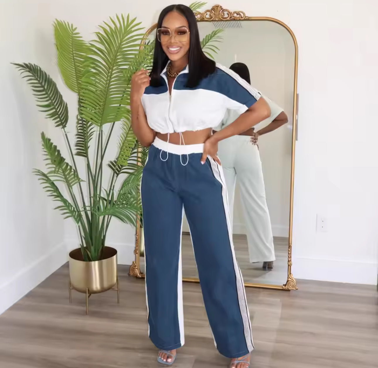 With a Hint of Demin Pant Set