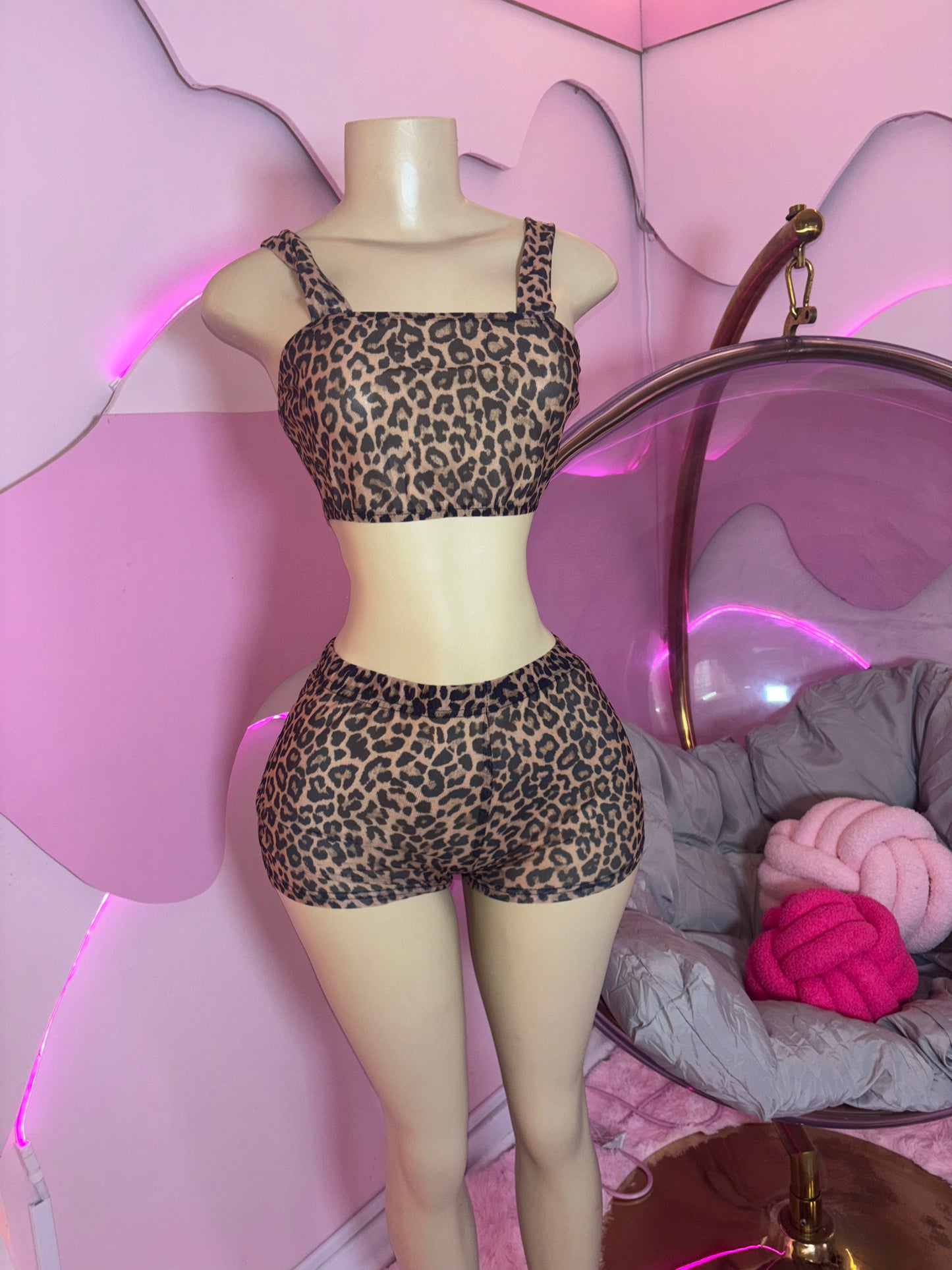 Leopard In Mesh Short Set