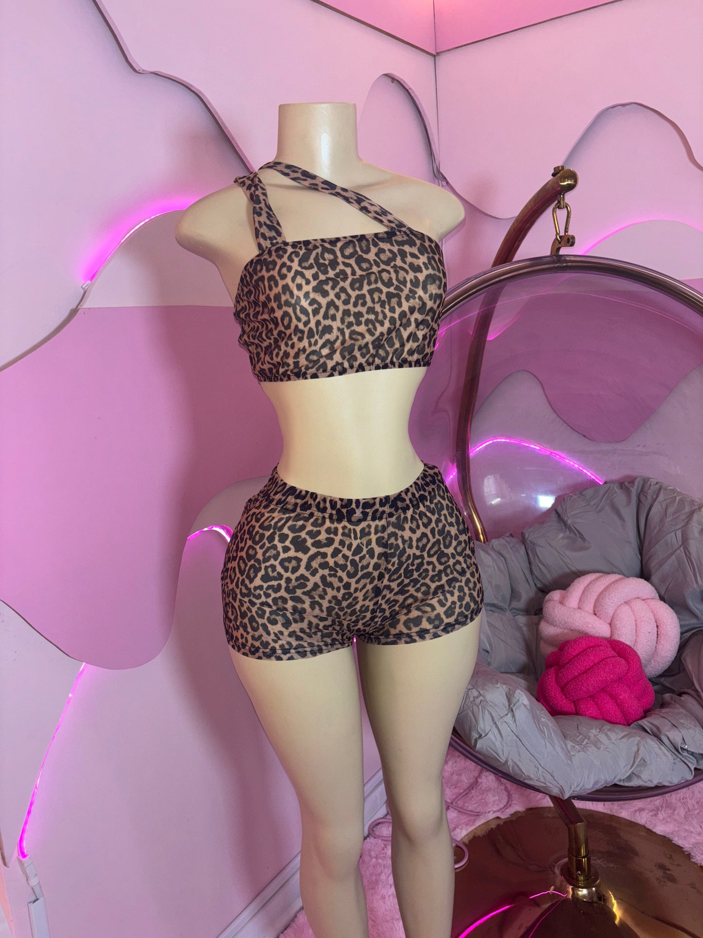 Leopard In Mesh Short Set