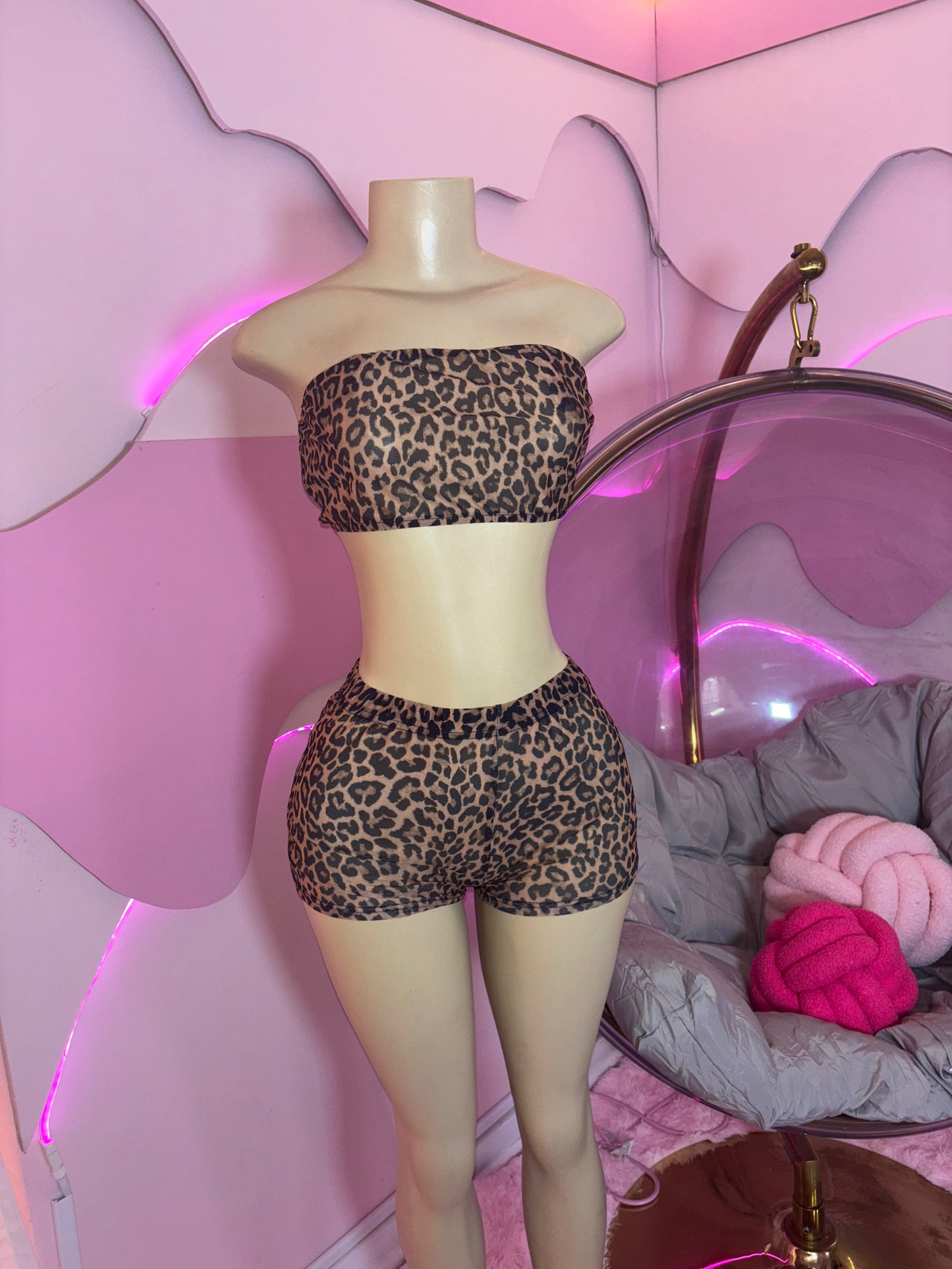 Leopard In Mesh Short Set