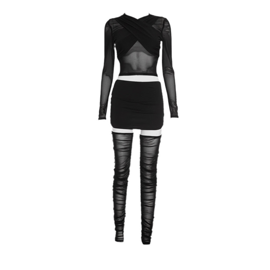 3 Piece Mini Skirt Mesh Set